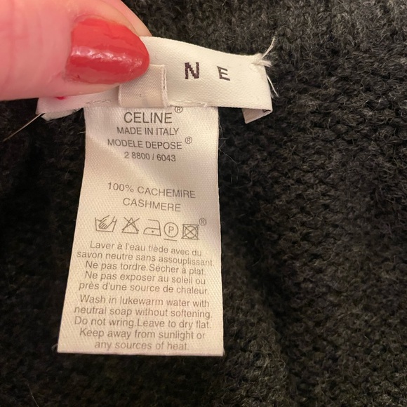 Celine Dark Gray Cashmere Sweater with Tie - size small - EUC - Picture 7 of 10